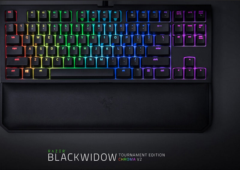 OriginalRazer BlackWidow Tournament Edition Chroma V2 Mechanical Gaming Keyboard RGB Tactile Clicky Razer Green Switches - Black