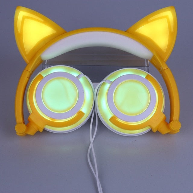 CAT EAR HEADPHONES FOLDABLE , FLASHING & GLOWING GAMING HEADSET