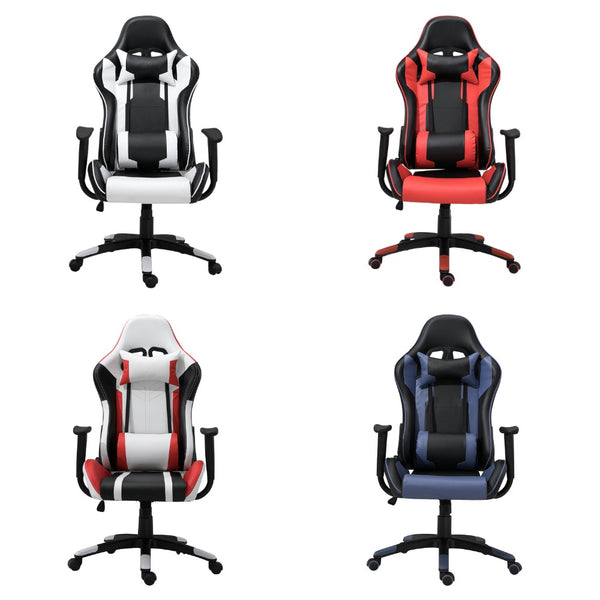 Samincom PU Leather Office Racing Chair W/ High-Back Headrest and Lumbar Support Gaming Chair