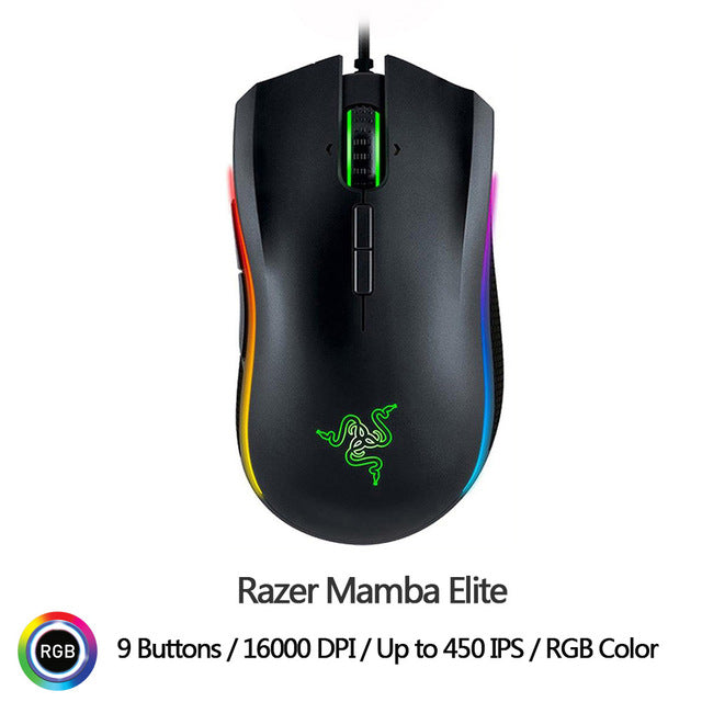 Razer DeathAdder Elite Gaming Mouse 16000 DPI Ergonomic Chroma Lighting Optimized 450 IPS 7 Buttons eSports Wired Mouse Gamer