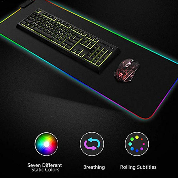 Luminous Gaming Mouse Pad Colorful Oversized Glowing USB LED Extended Illuminated Keyboard PU Non-slip Blanket Mat