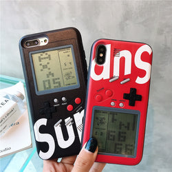 For Iphone X XS MAX Full Color Display Gameboy Case for IphoneX IphoneXS MAX Retro Tetris Game Back Cover for Iphone XR Coques