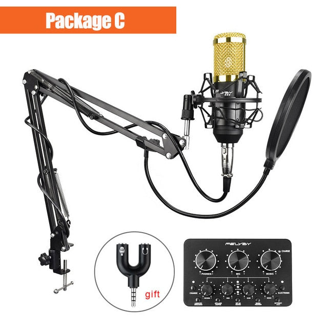 FELYBY bm 800 Professional Condenser Microphone for Computer Audio Studio Vocal Rrecording karaoke interview Mic Phantom Power