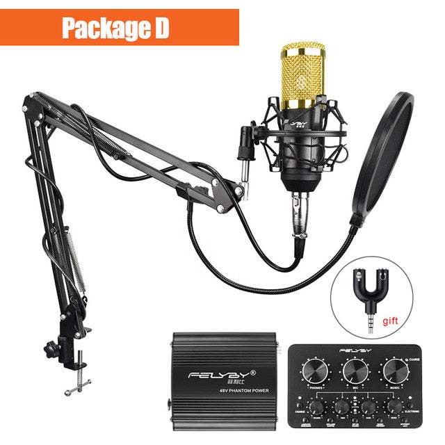 FELYBY bm 800 Professional Condenser Microphone for Computer Audio Studio Vocal Rrecording karaoke interview Mic Phantom Power